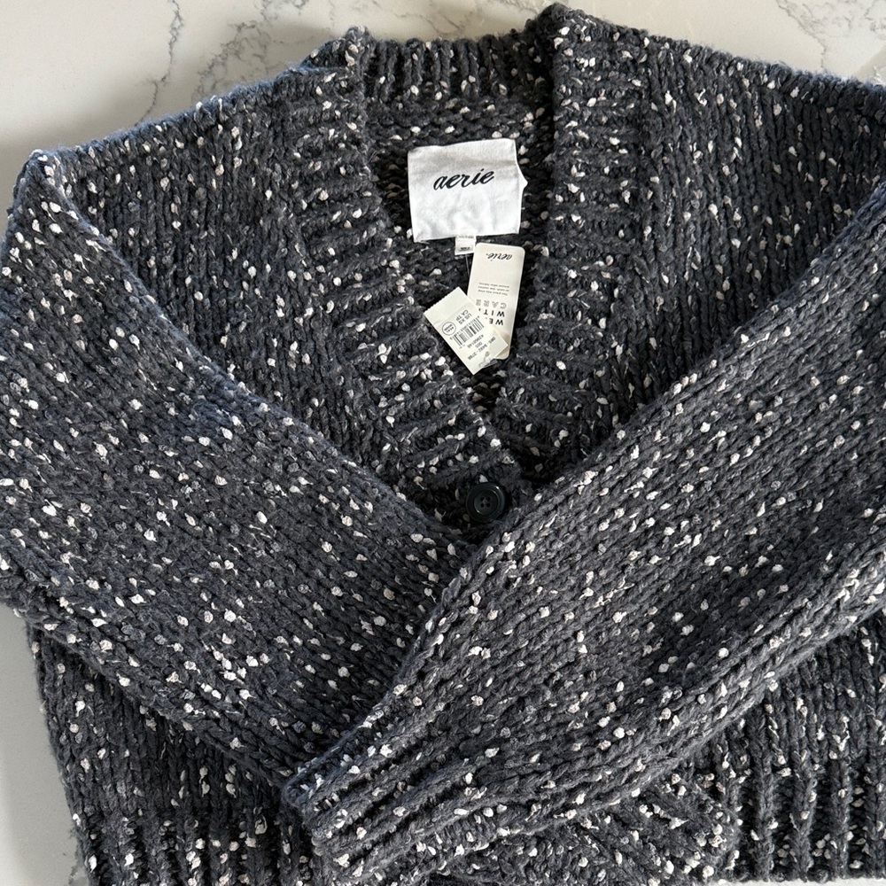 Aerie Women's Charcoal Speckled Cardigan